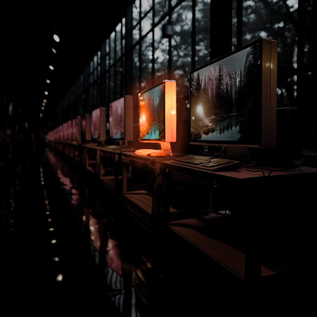 ESD2000_row_of_computers_in_a_computer_store_in_the_style_of_ph_5c45da8f-b9dd-4293-8b3e-898129fb6ac2